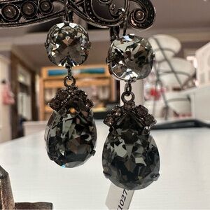 Mariana Black Crystal Drop Earrings